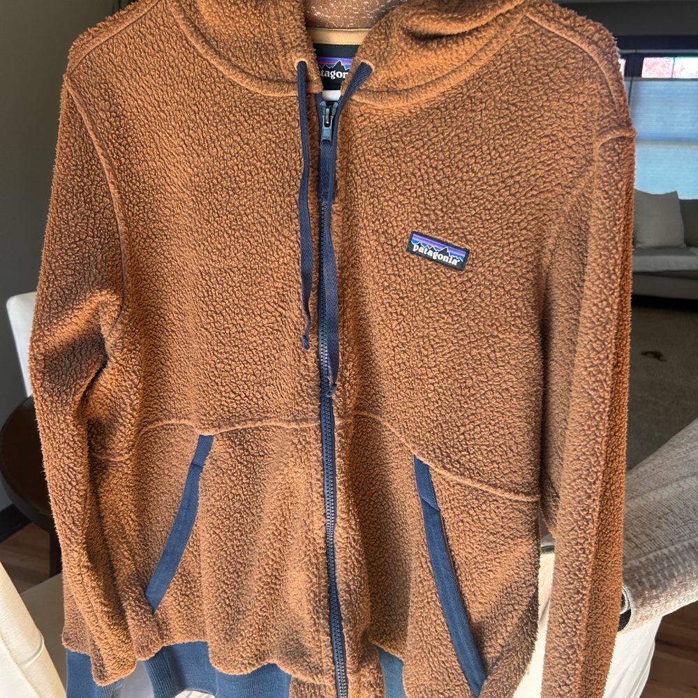 Patagonia Tan Fleece Jacket with Hood